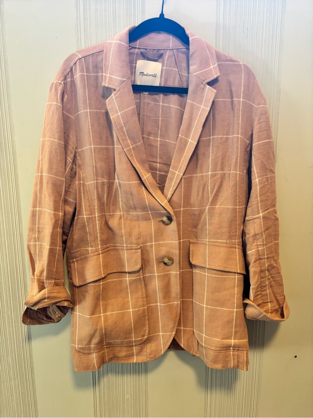 Madewell Rose-Brown Windowpane Blazer Jacket